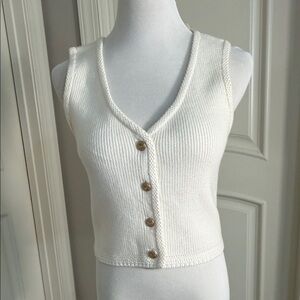 Abercrombie & Fitch Cream Button-Up Tank Top